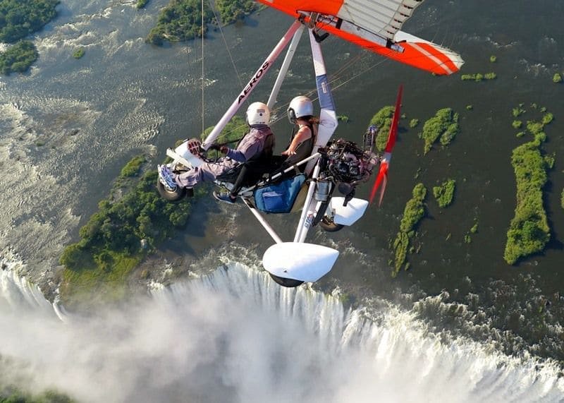 microlight flight above the falls